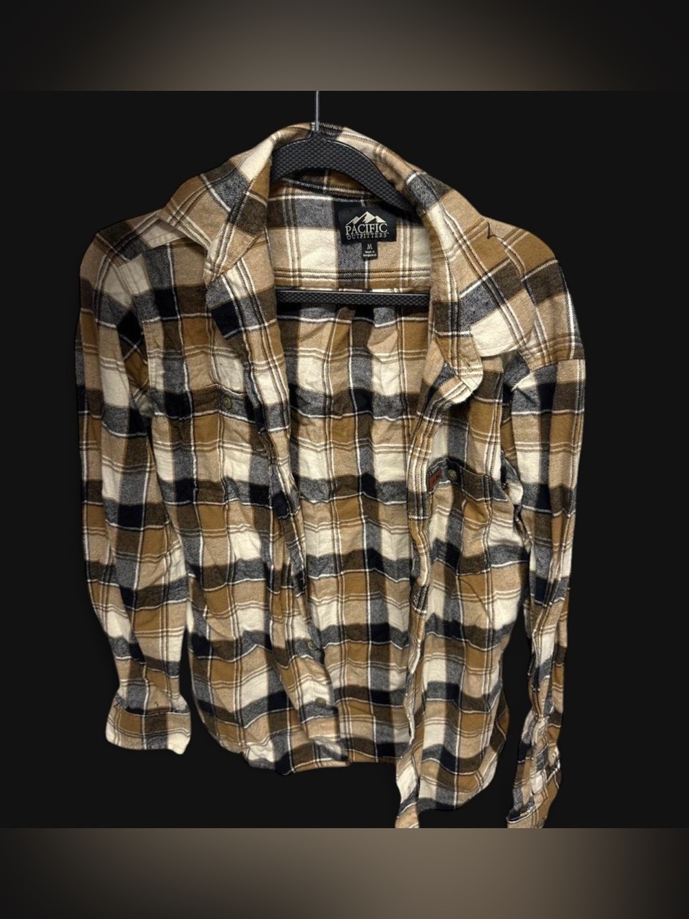 Pacific Trail Plaid Flannel Shirt - Tan, Black, Cream